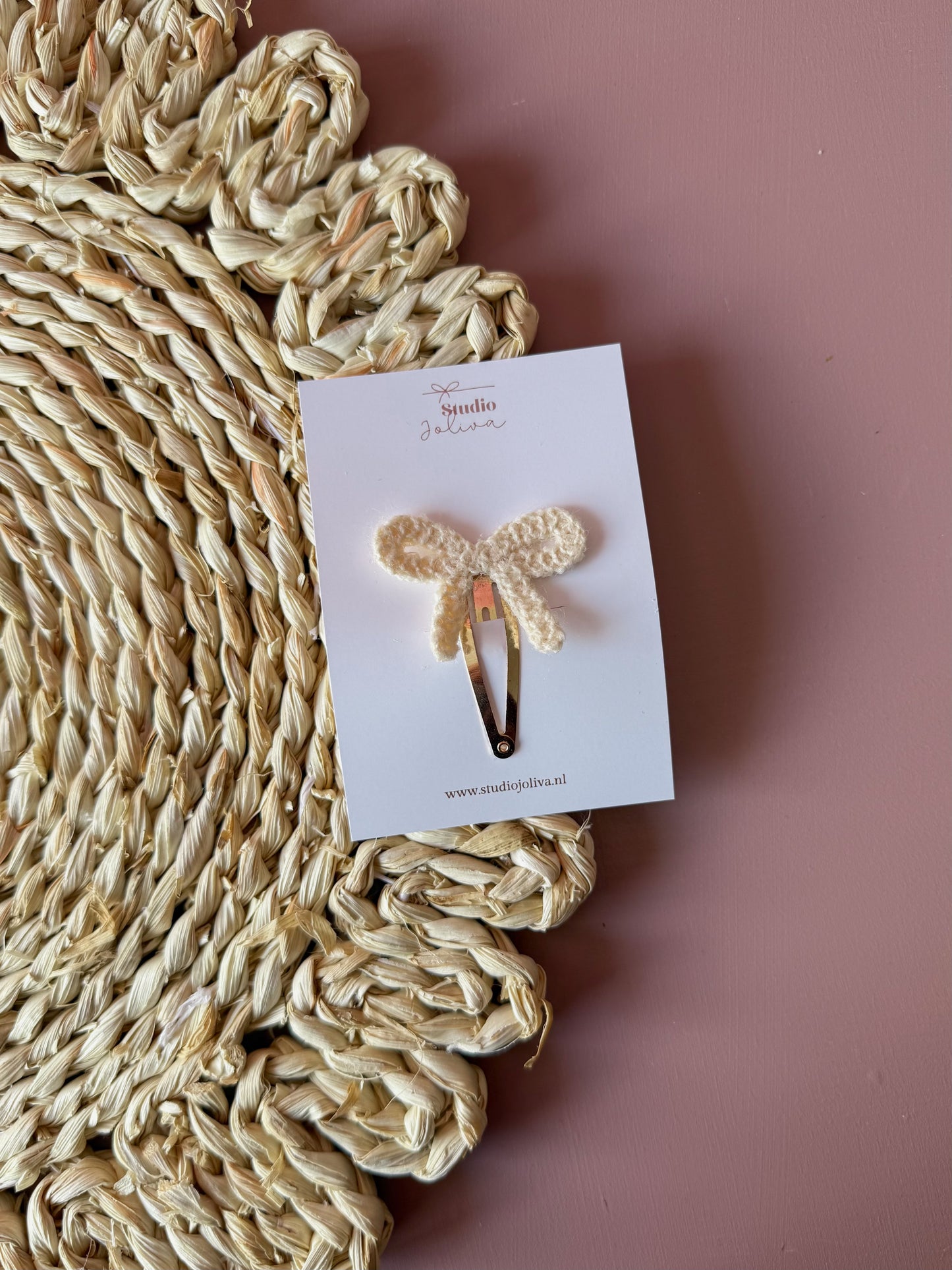 Haarspeldje - Strikje crème - Studio Joliva