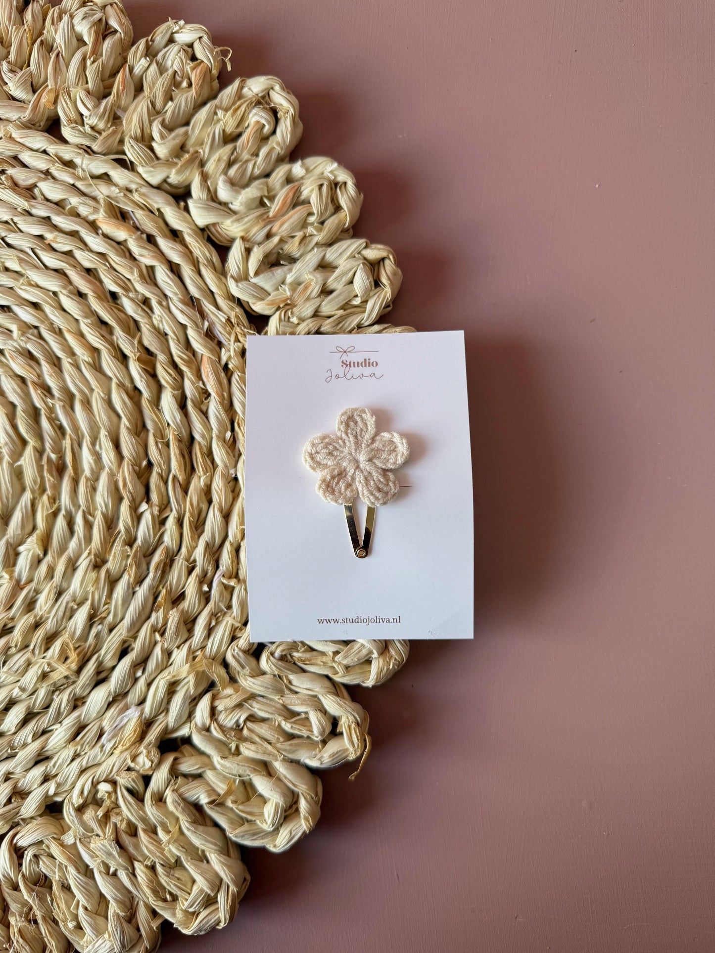 Haarspeldje - Knitted Bloom Crème - Studio Joliva