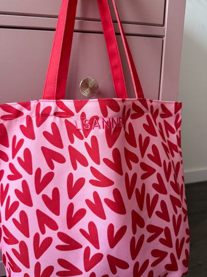 Shoppingbag Hearts - Met naam - Studio Joliva
