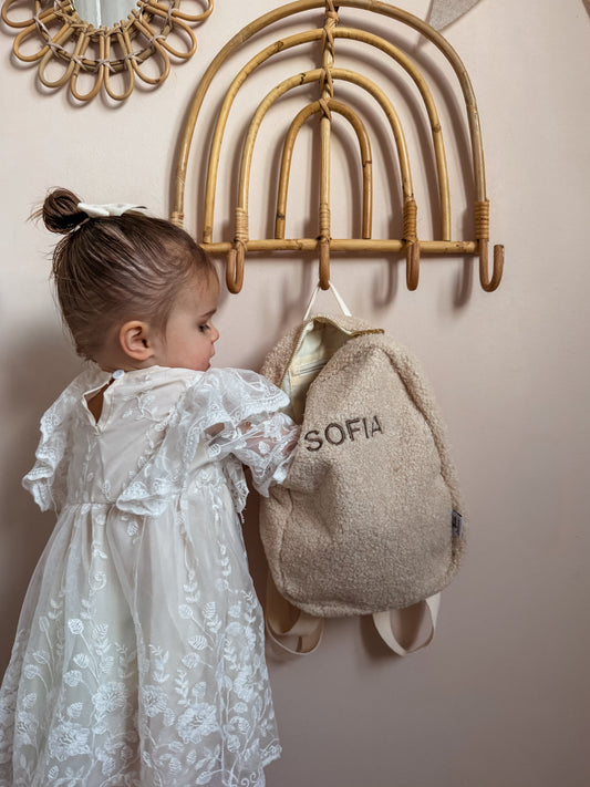 Teddy Rugzak met Naam – Cream | Studio Joliva - Studio Joliva