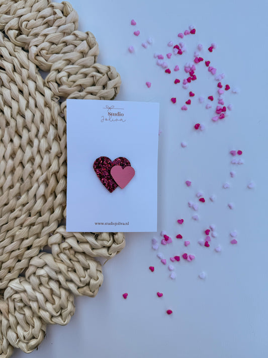 Haarspeld - Double Heart Red - Studio Joliva
