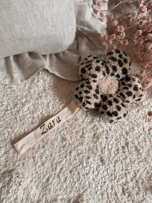 Teddy speenknuffel met naam - bloem print