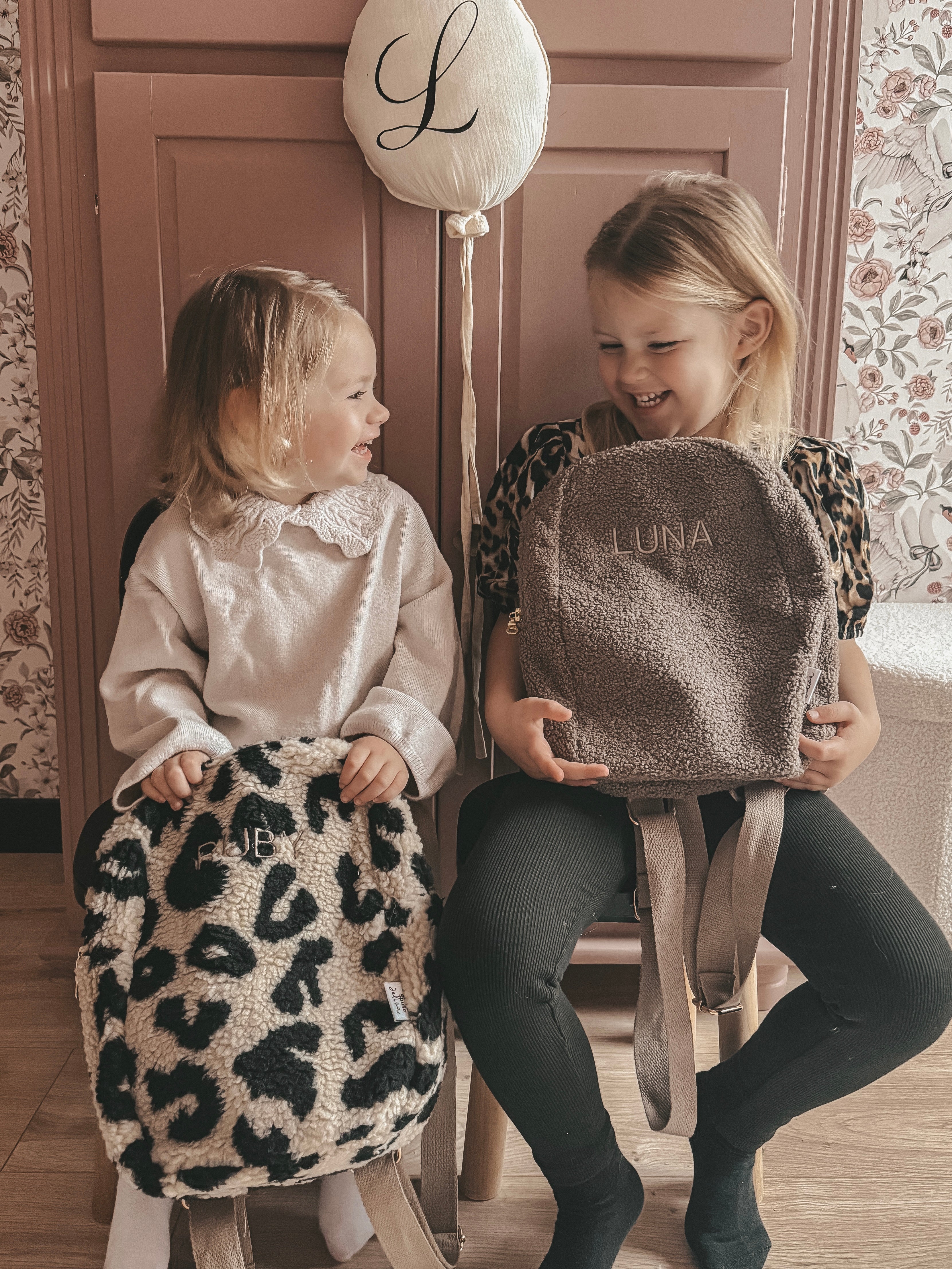 Teddy rugtas voor kinderen met naam gepersonaliseerd 