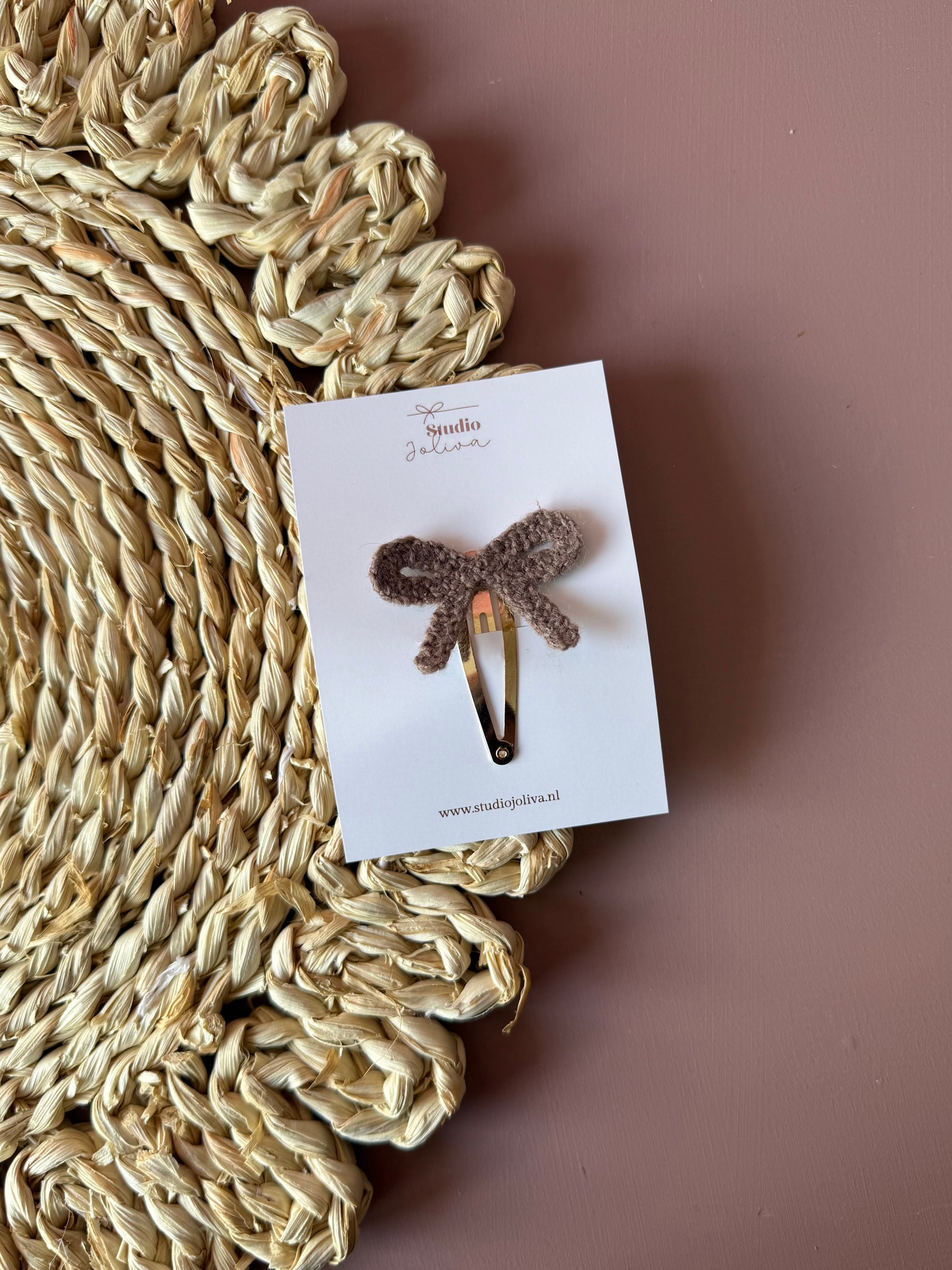 Haarspeldje - Strikje bruin - Studio Joliva