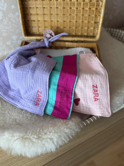 Speendoekje Hydrofiel  - Streep Mintgroen/Fuschia