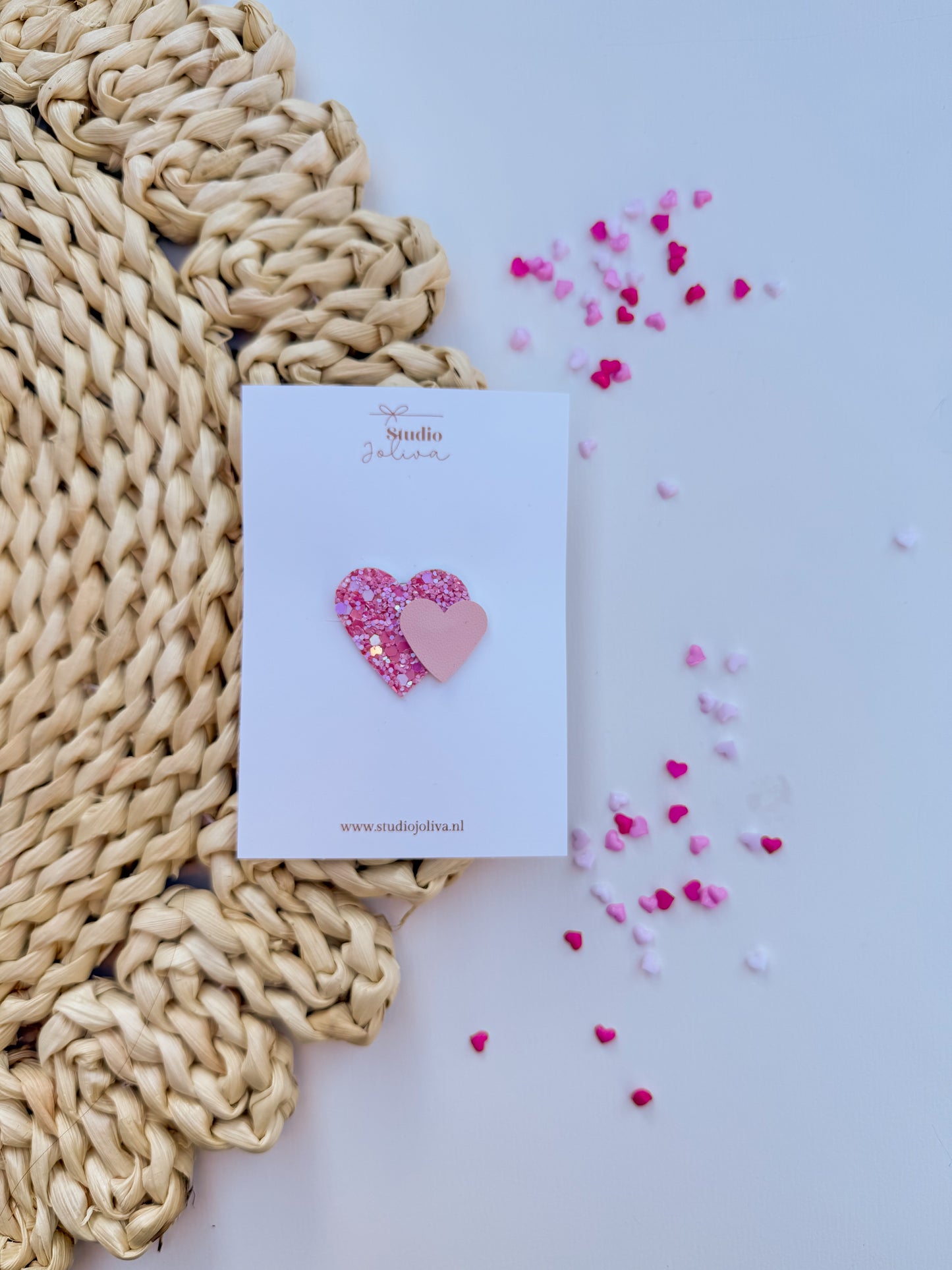 Haarspeld - Double Heart Hotpink - Studio Joliva