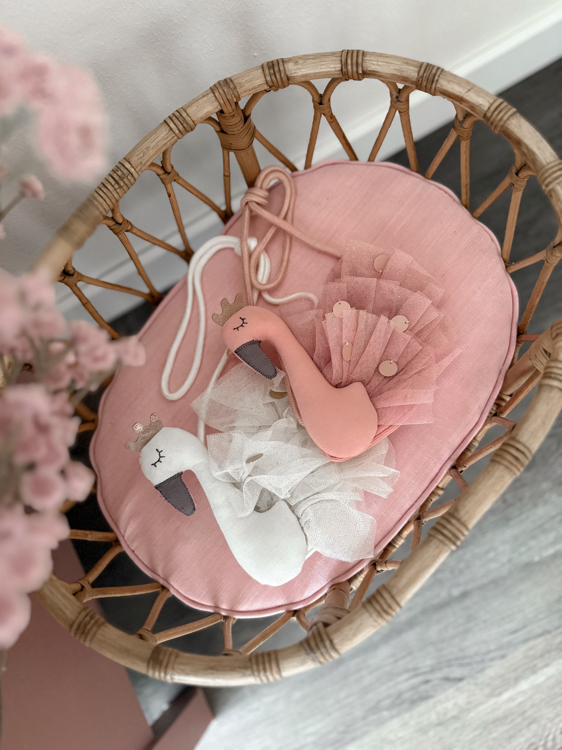 Zwanen tasje | roze & wit - Studio Joliva