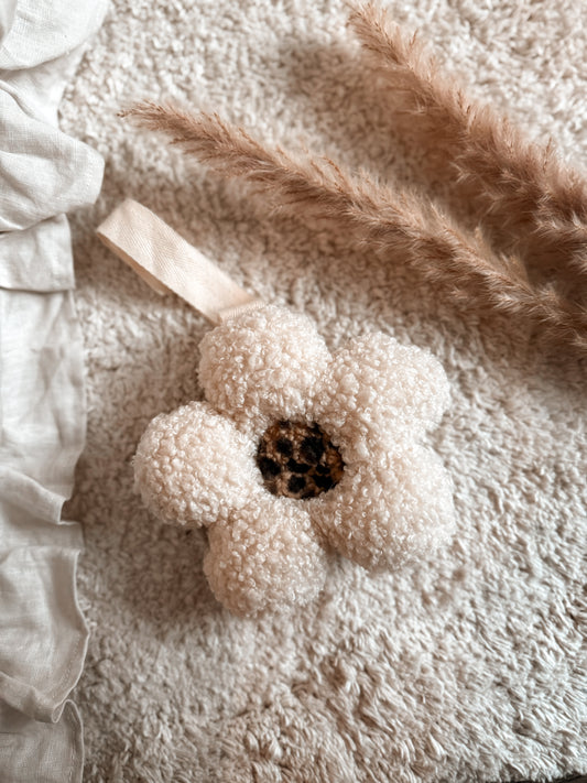 Teddy speenknuffel met naam - bloem crème print - Studio Joliva