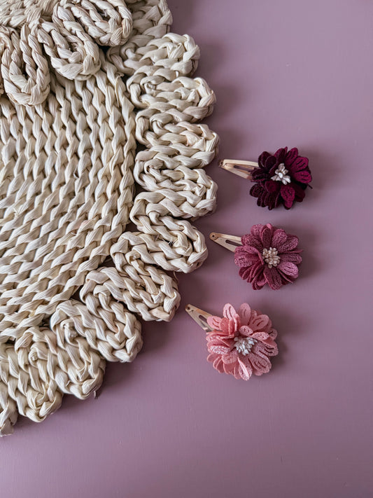 Haarspeld - Romantische bloem Burgundy - Studio Joliva