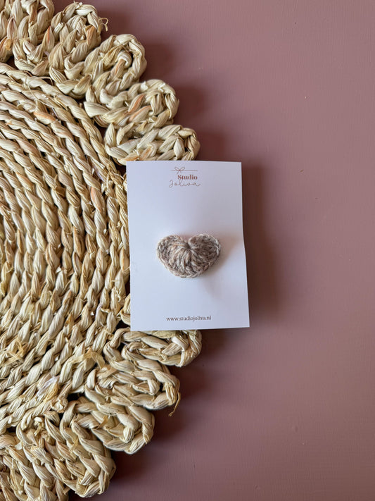Haarspeldje - Hearts Beige Knitted - Studio Joliva