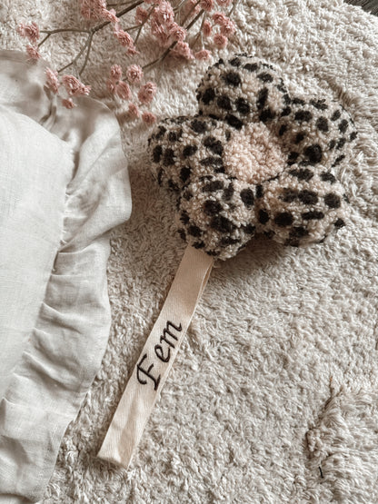 Teddy speenknuffel met naam - bloem print - Studio Joliva