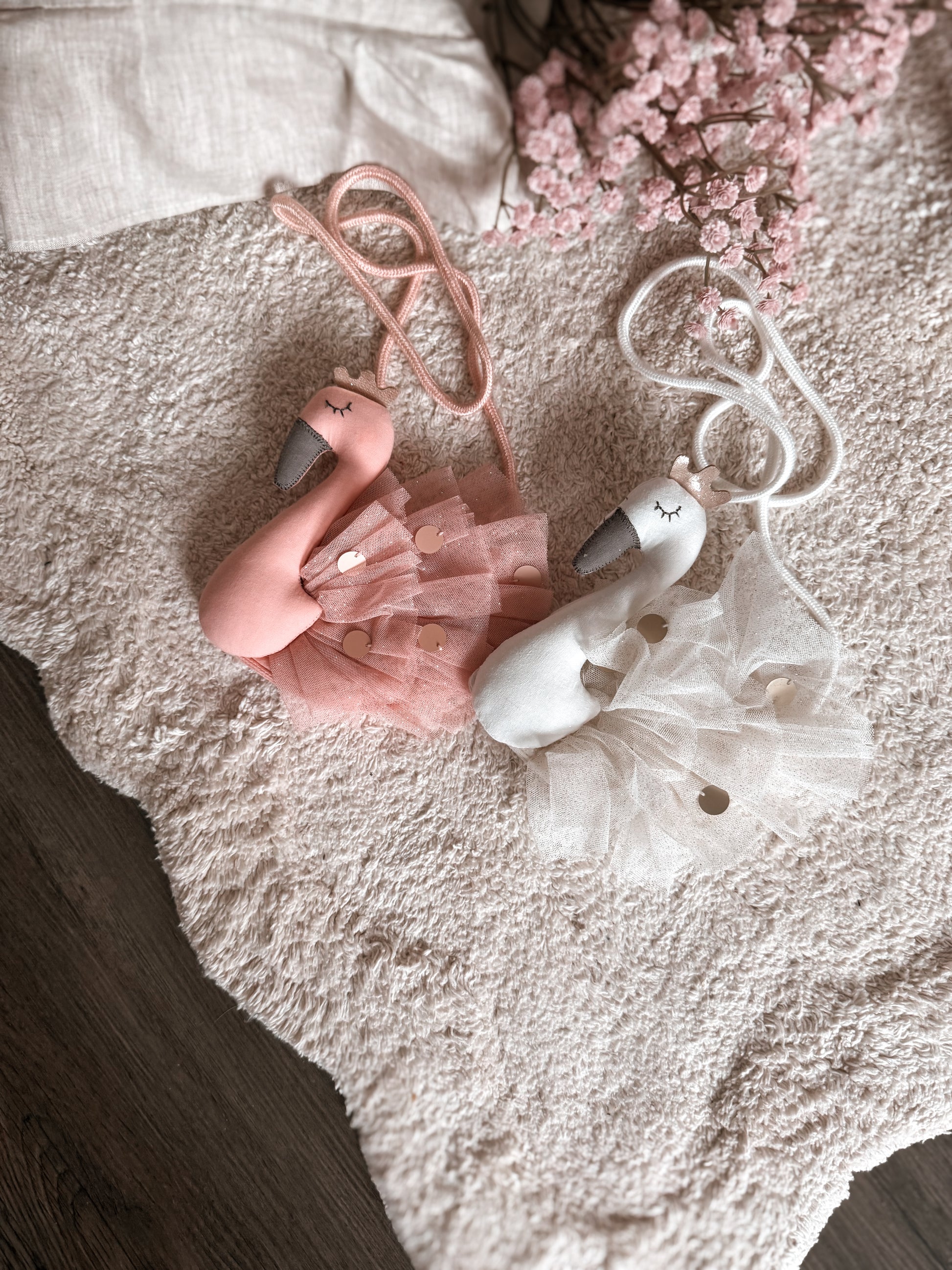 Zwanen tasje | roze & wit - Studio Joliva