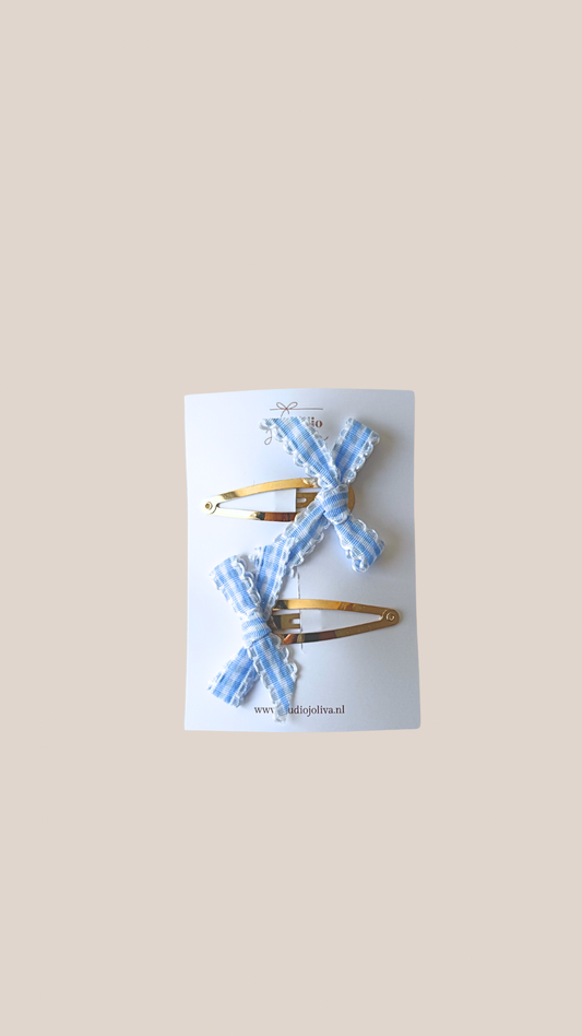 Strikjes Ruitje - Pastelblauw