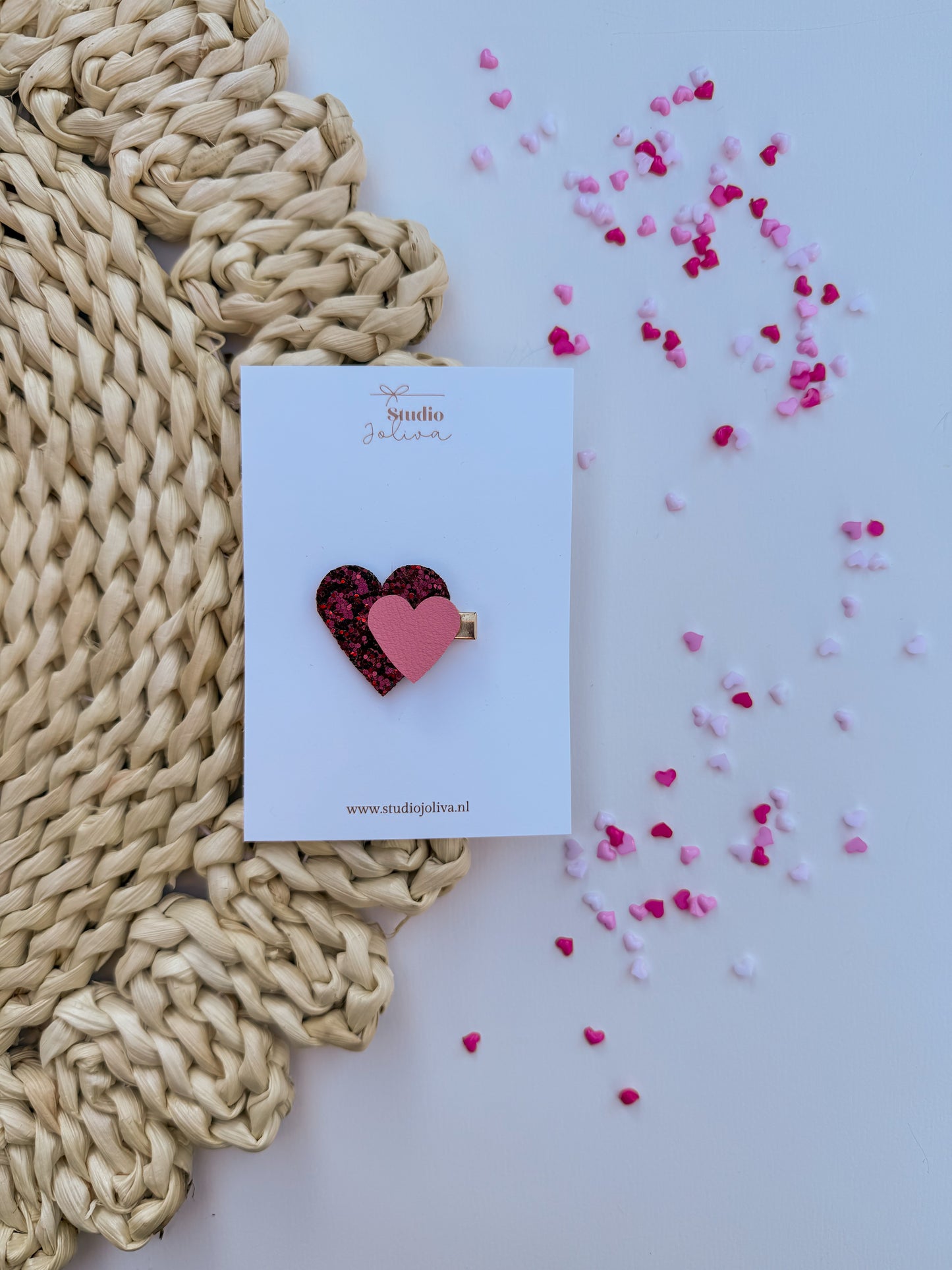 Haarspeld - Double Heart Red - Studio Joliva