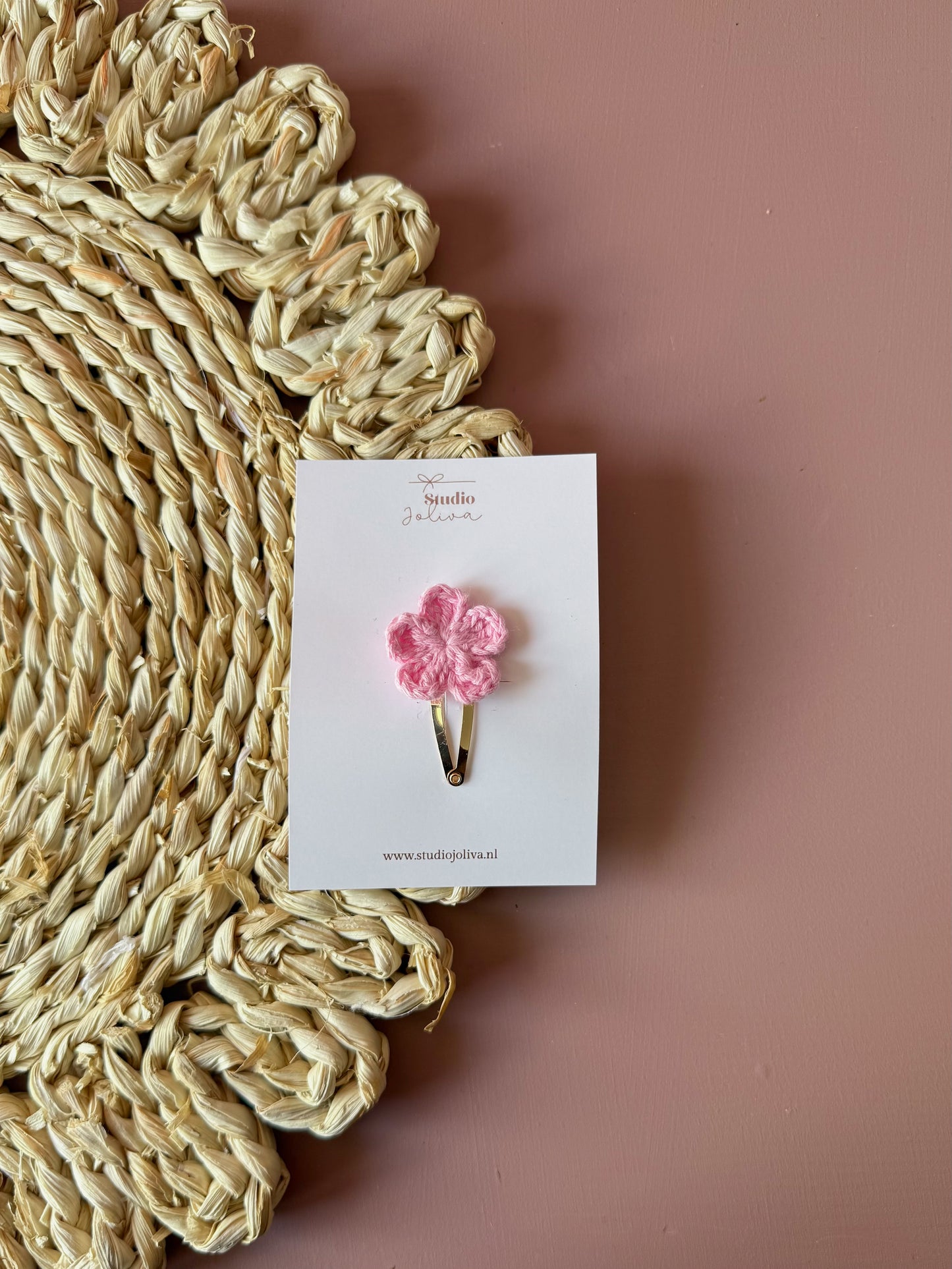 Haarspeldje - Knitted Bloom Roze - Studio Joliva