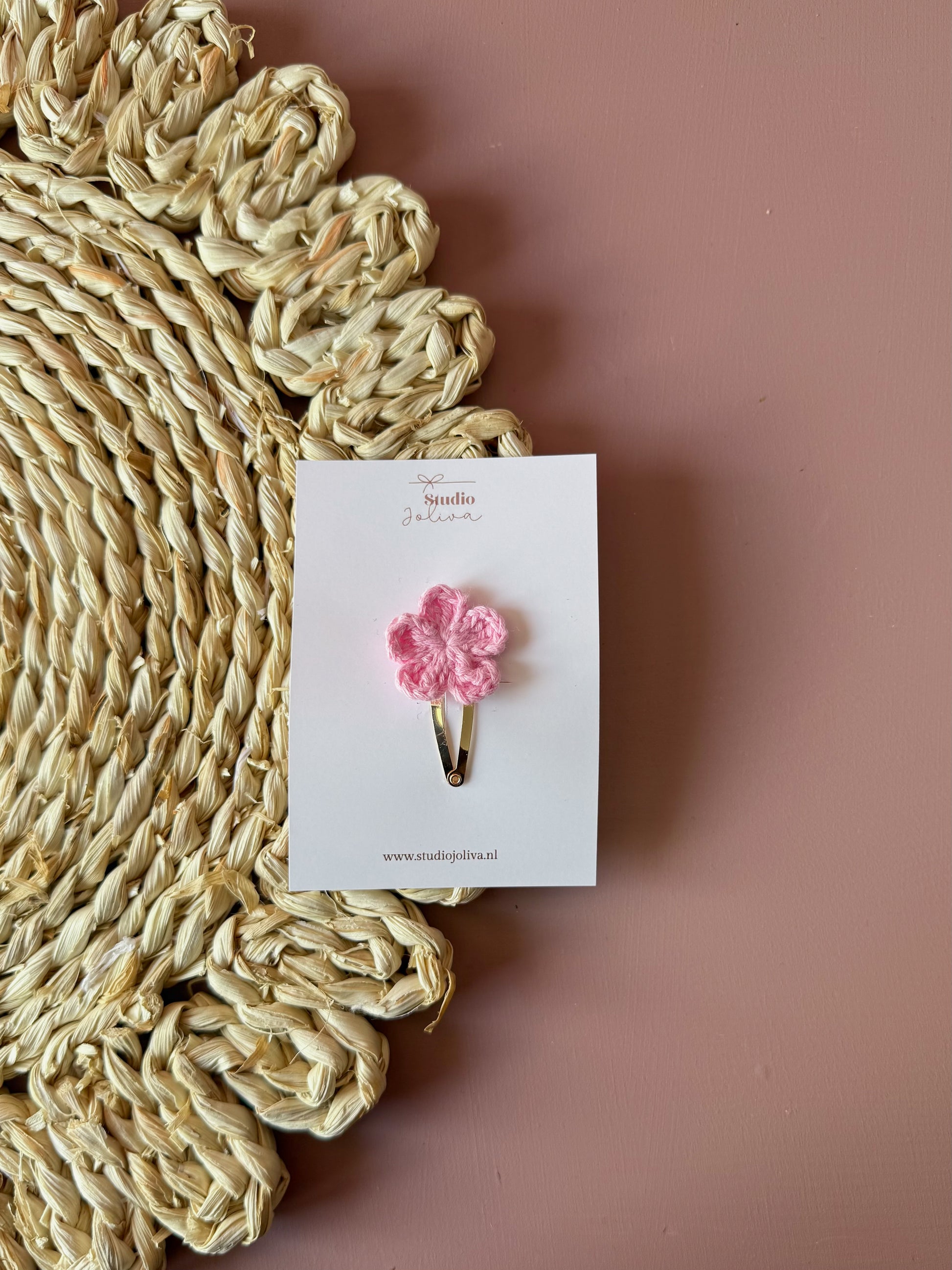 Haarspeldje - Knitted Bloom Roze - Studio Joliva