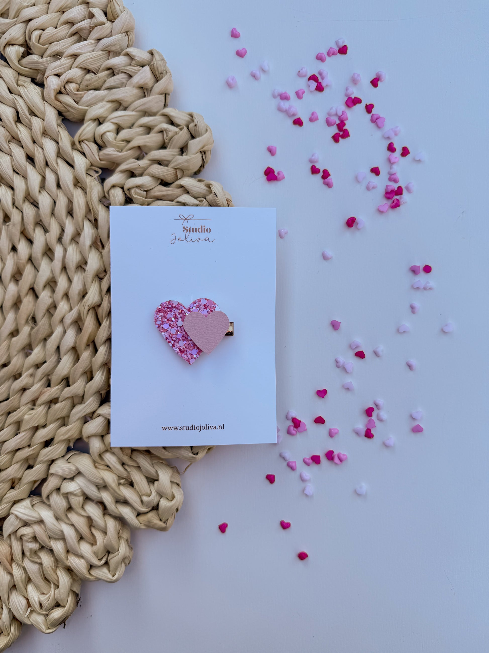 Haarspeld - Double Heart Hotpink - Studio Joliva