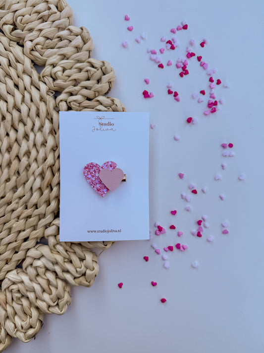 Haarspeld - Double Heart Hotpink - Studio Joliva