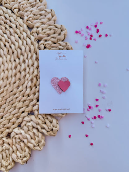 Haarspeld - Double Heart Soft Pink - Studio Joliva