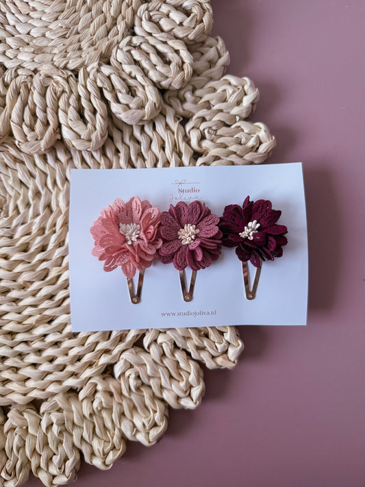 Haarspeld - Romantische bloem Burgundy - Studio Joliva