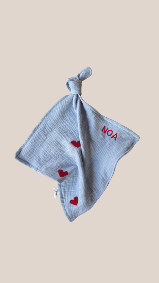 Speendoekje Hydrofiel  - Hartjes Blue