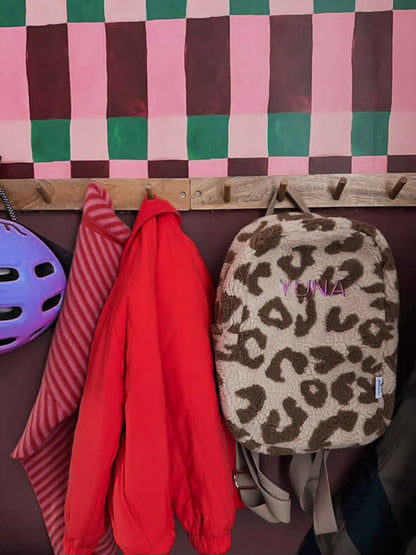 Leopard Rugzak met Naam – Cream/Brown | Studio Joliva - Studio Joliva