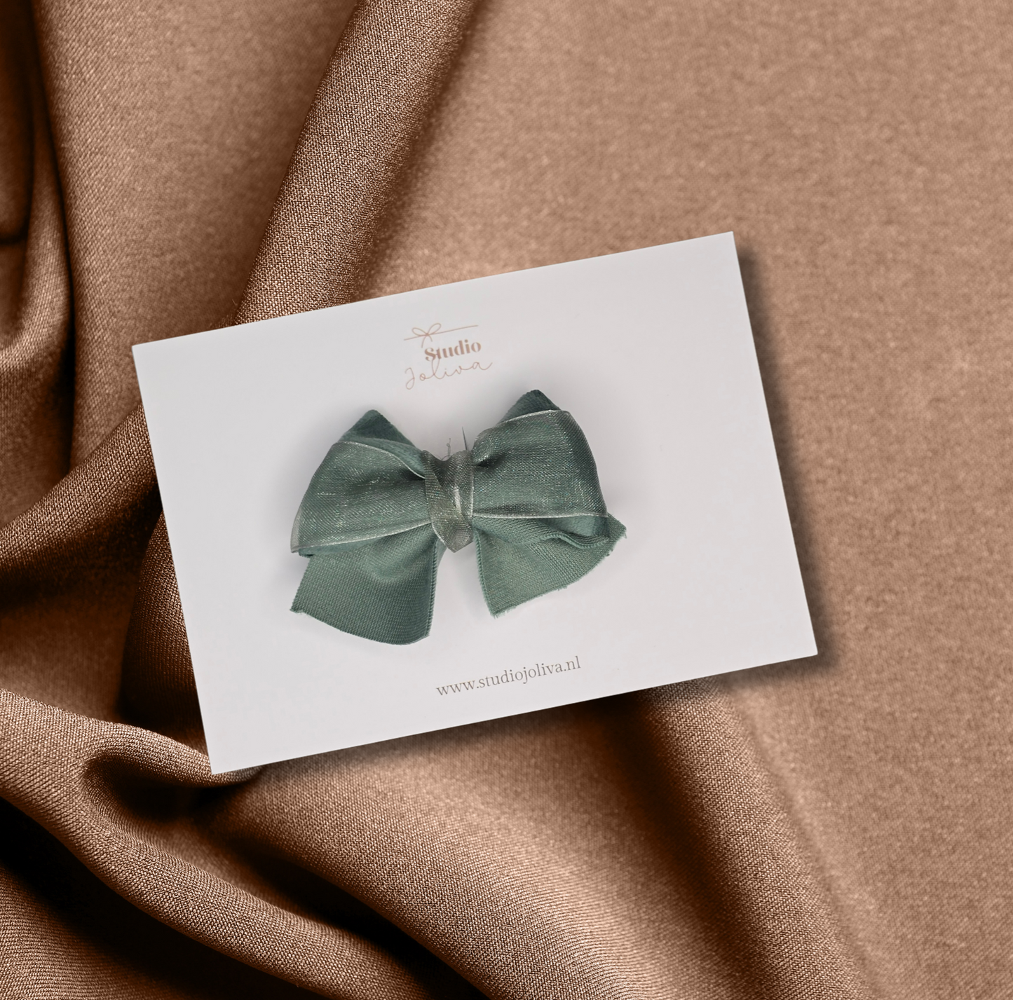 Velvet & Organza Strik - oud groen