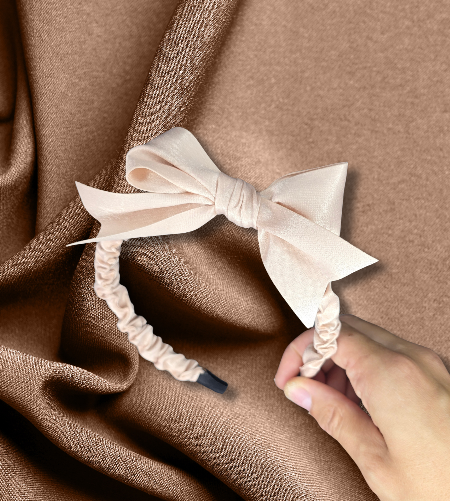 Scrunch Haarband met Strik - beige